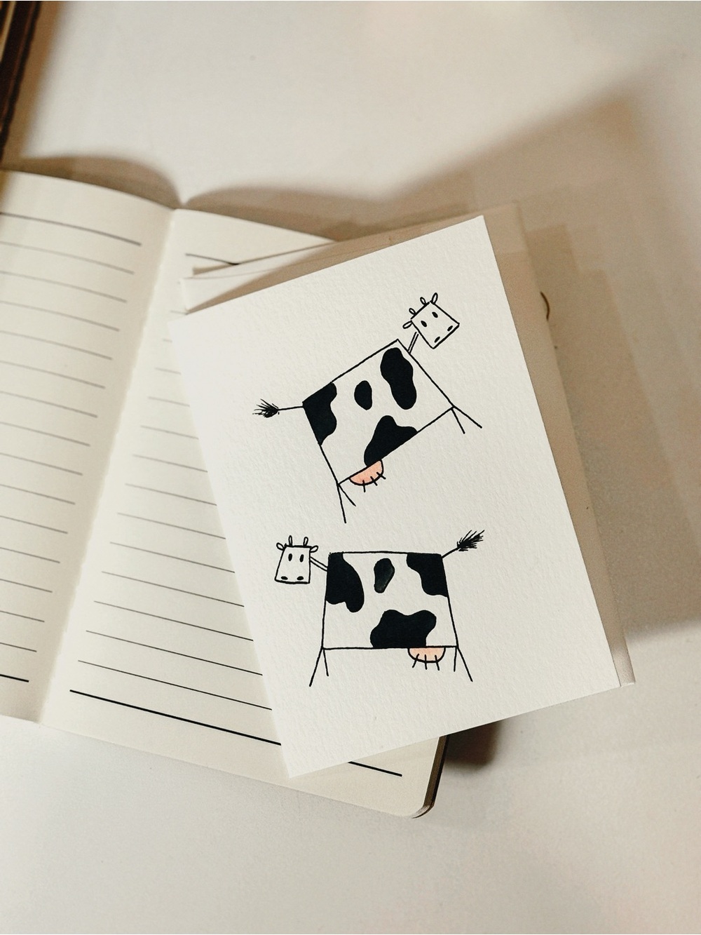 Minimalist Cow Watercolor - greeting cards
